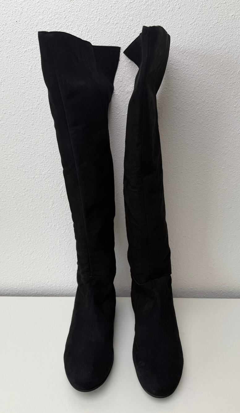 French Sole Pandora Black Suede Knee Boots Womens 8.5